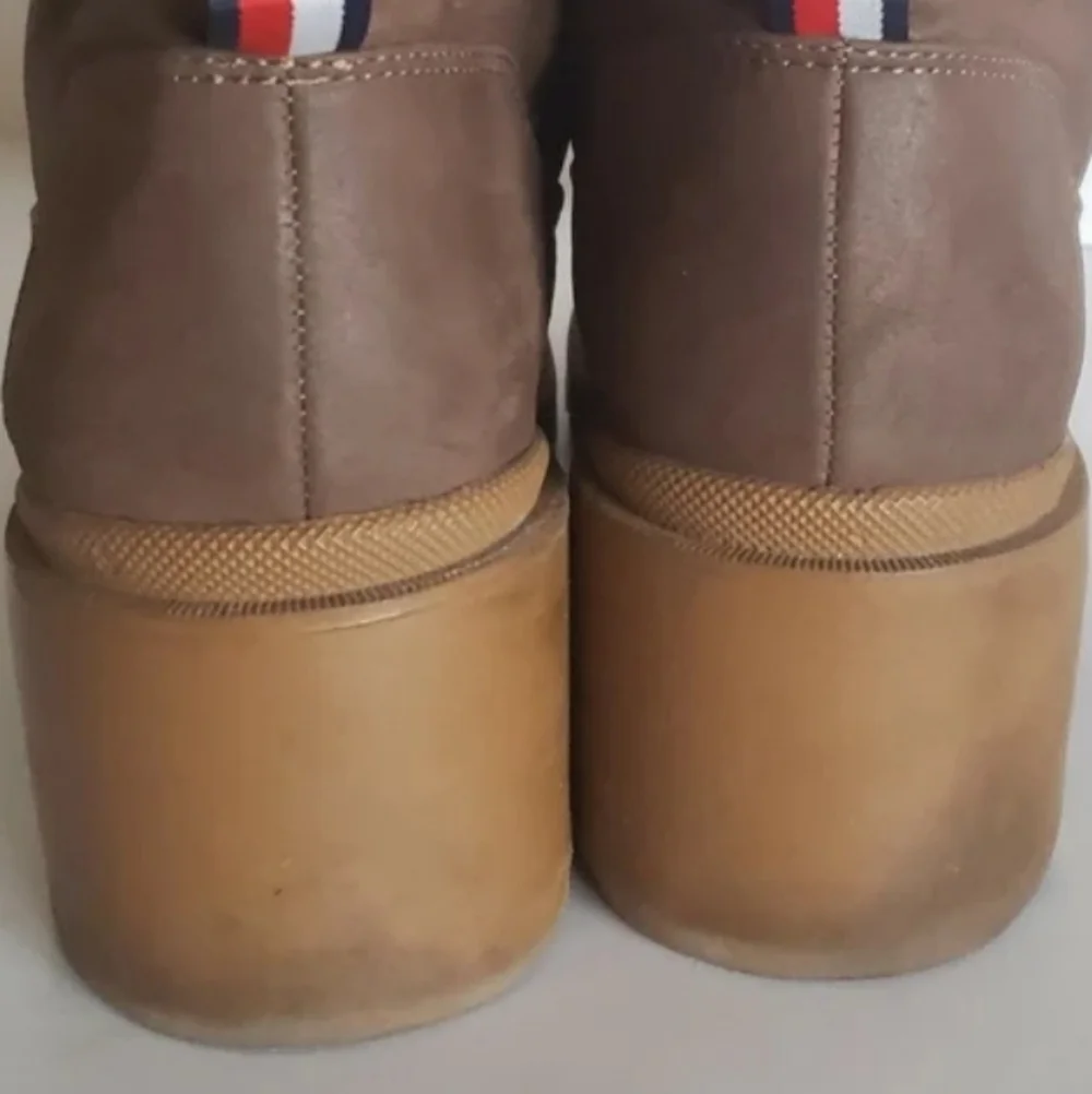 Tommy Hilfiger sz 10 Brown red plaid Lace Up Bootie chunky block heel